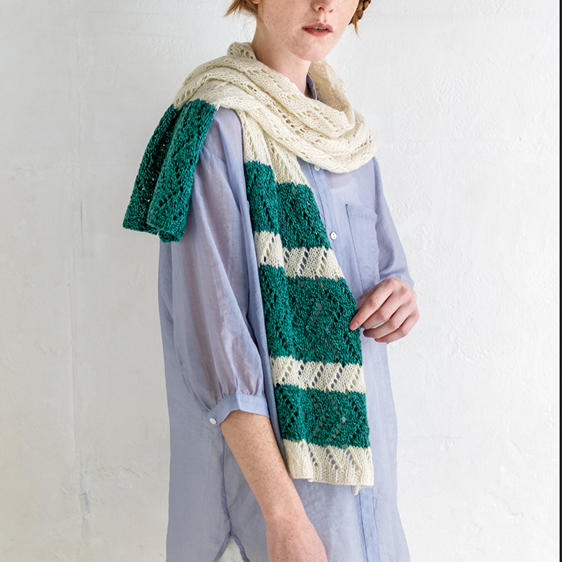 〈レシピ〉白と緑の透かし模様のショール