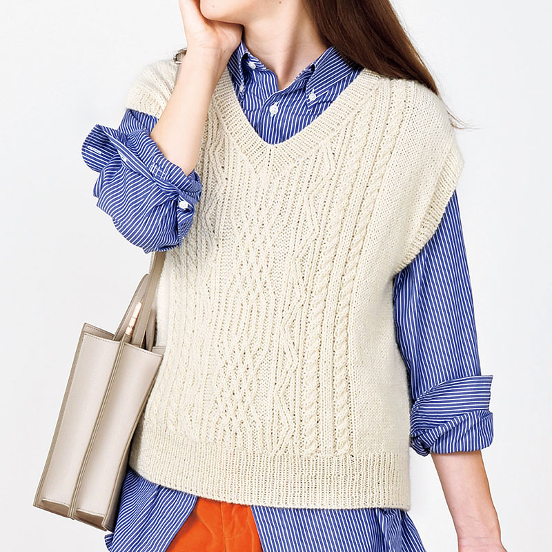 〈レシピ〉生なりのVネックベスト