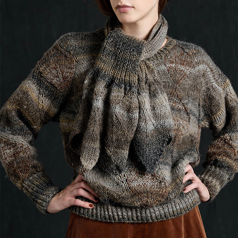 〈レシピ〉こげ茶のプルオーバーとマフラー