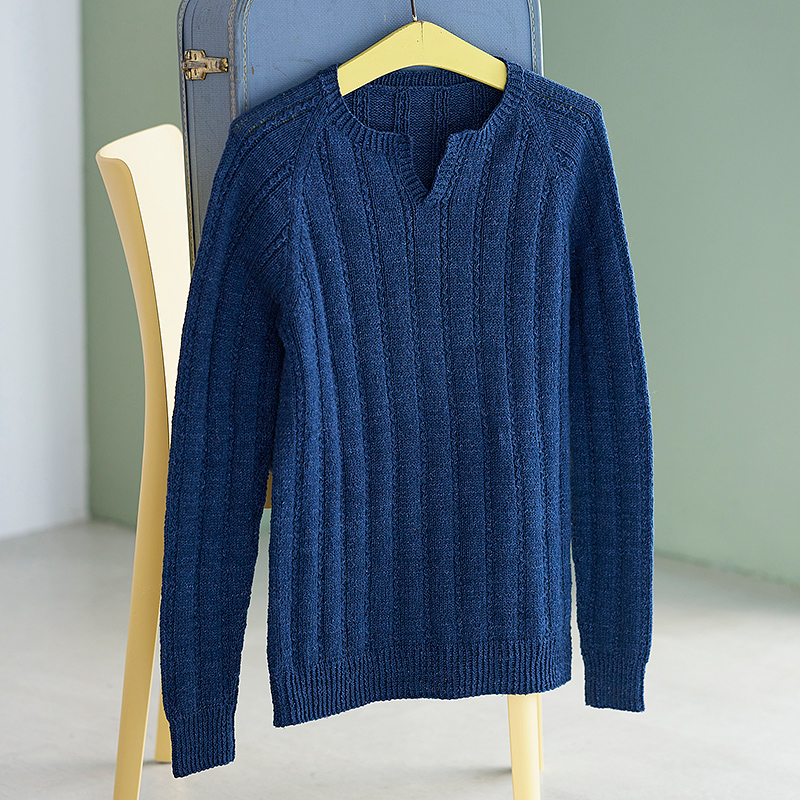 〈レシピ〉紺のラグランスリーブプルオーバー