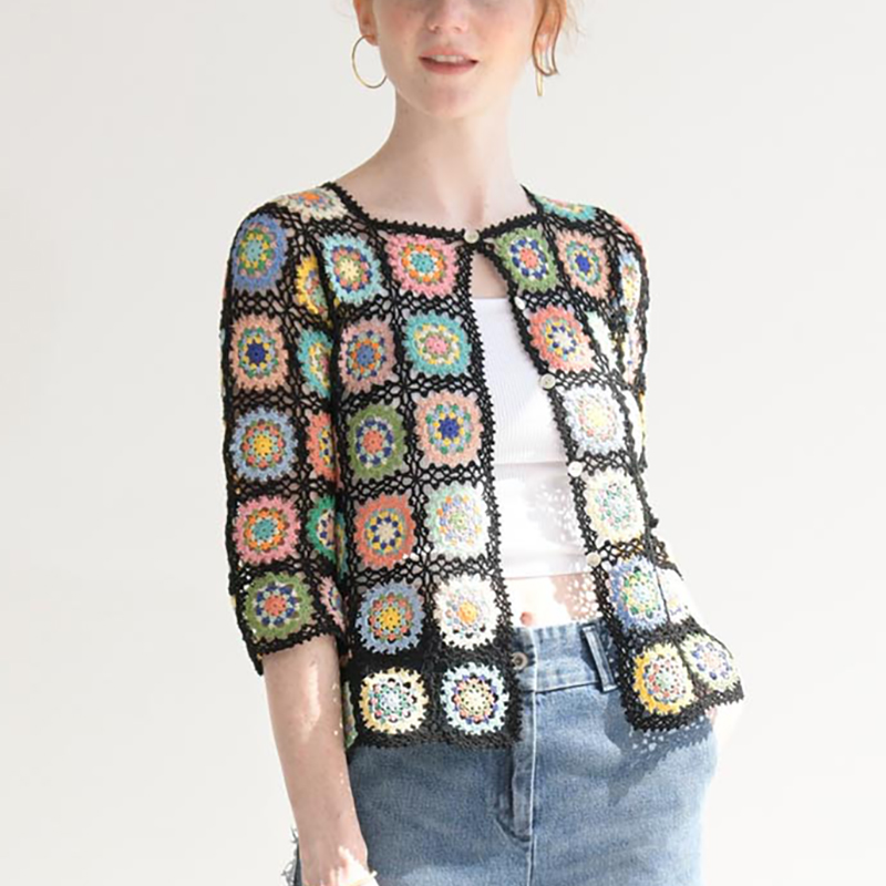 〈レシピ〉モチーフつなぎのカーディガン