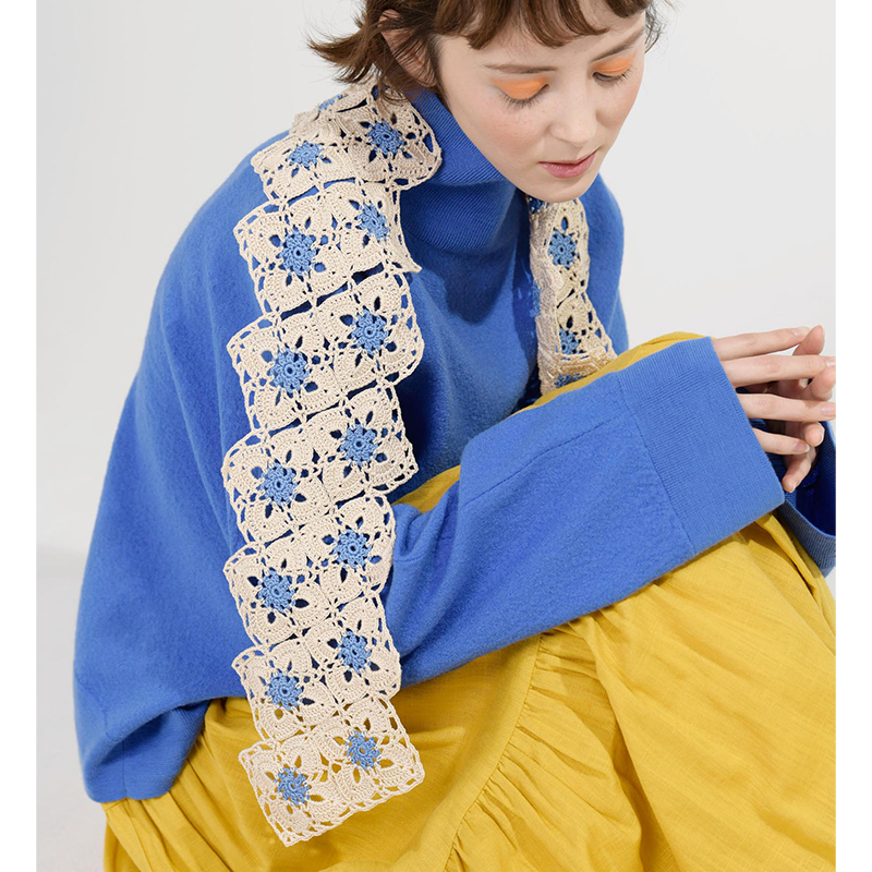 〈レシピ〉グレーのショール・クリーム色と青のショール