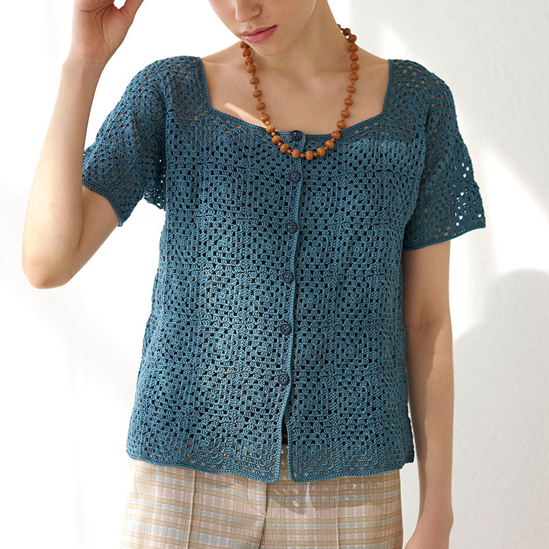 〈レシピ〉連続モチーフの半袖カーディガン