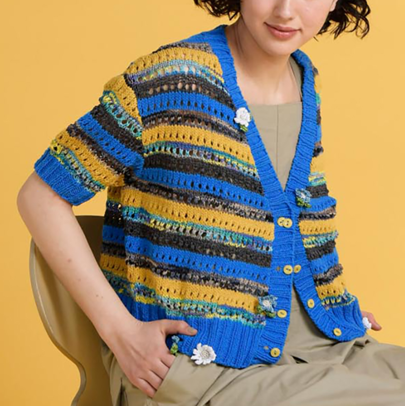 〈レシピ〉カラフルなYネックカーディガン