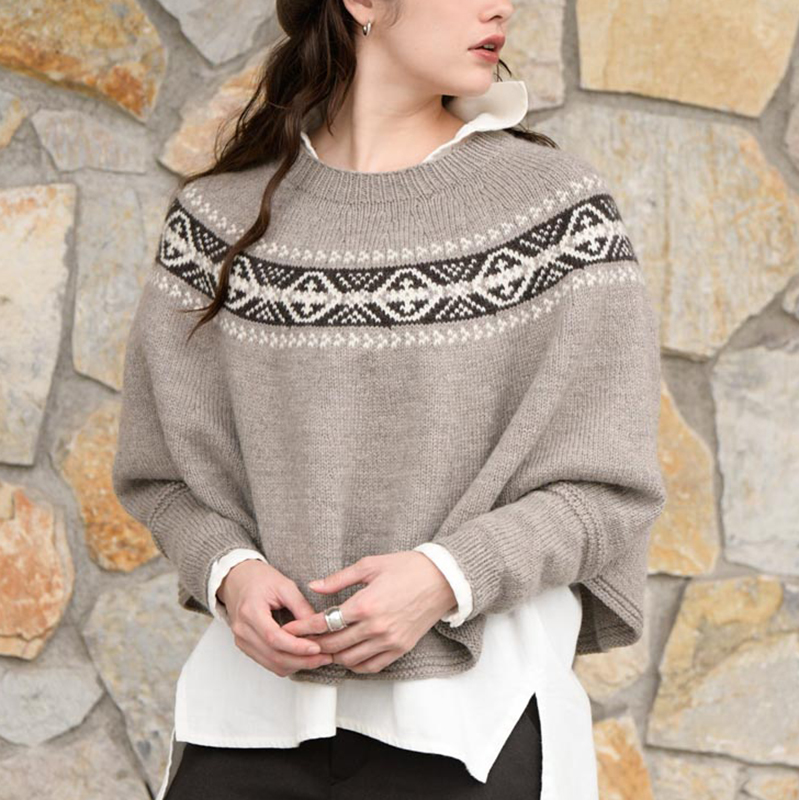 〈レシピ〉フェアアイル模様のプルオーバー風ポンチョ［S・M］