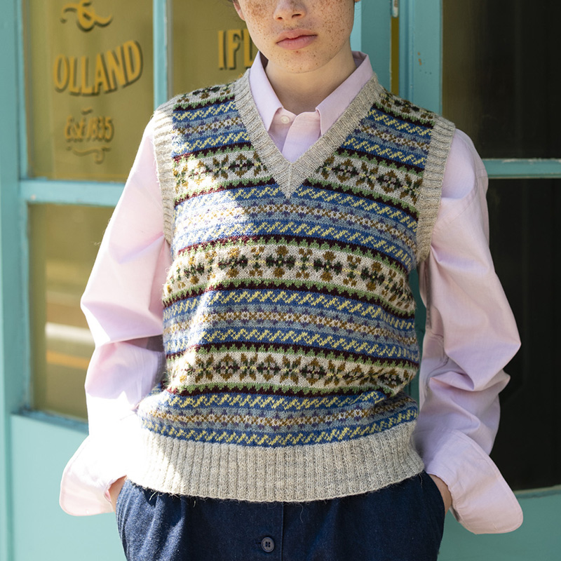 手編みフェルトニットベスト フェローズ ネパール製 ハンドメイド ニットベスト - TRAVIS