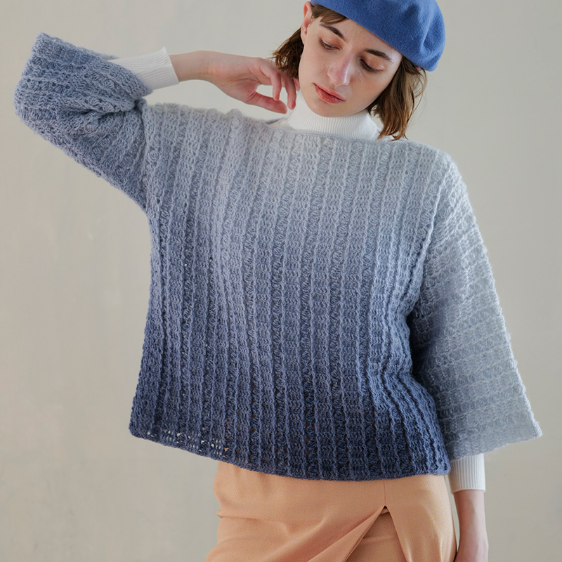 〈レシピ〉青系かぎ針プルオーバー