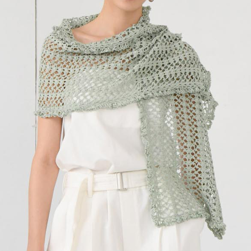 〈レシピ〉ショール　黄緑・灰味ピンク・青緑