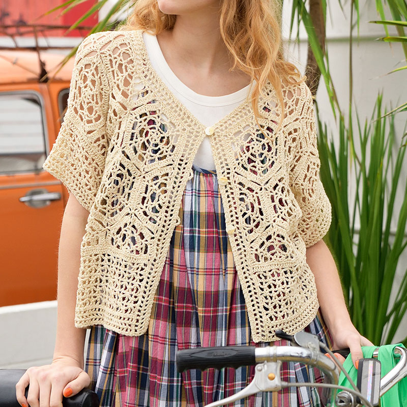 〈レシピ〉モチーフつなぎのカーディガン