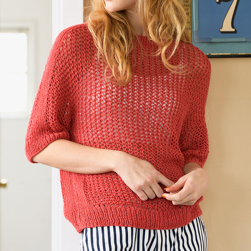 〈レシピ〉トマト色の透かし模様プルオーバー