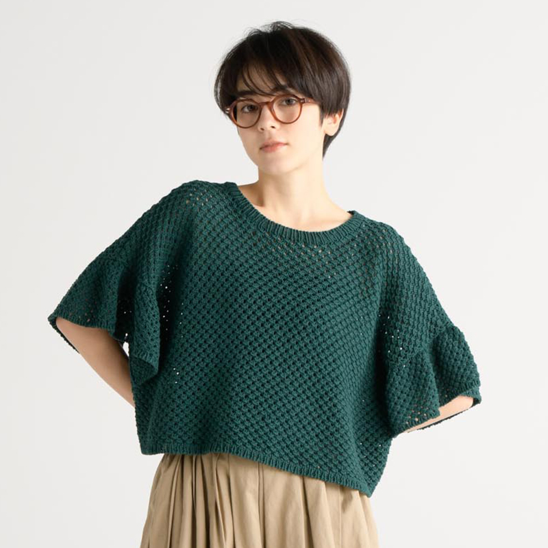 〈レシピ〉メッシュ＆フリルのベスト［L・LL］