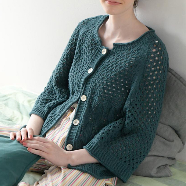 〈レシピ〉ネックから編む透かし模様のカーディガン
