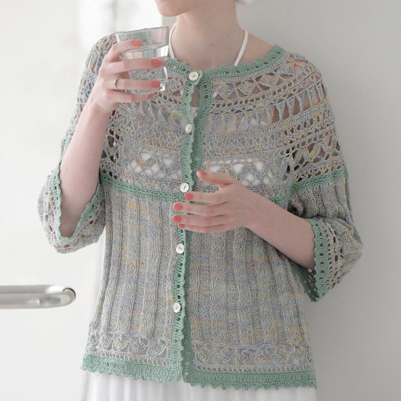 〈レシピ〉緑・水色系のカーディガン