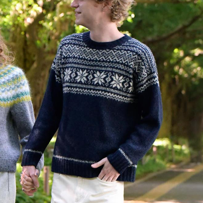 〈レシピ〉紺のノルディックセーター［L］