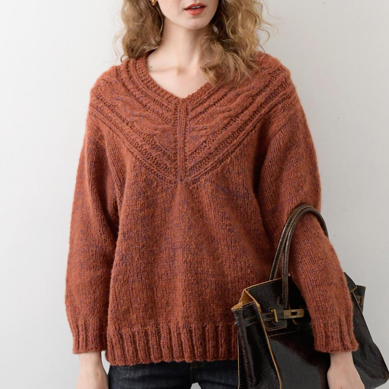 〈レシピ〉ケーブルVネックのプルオーバー［S・M］