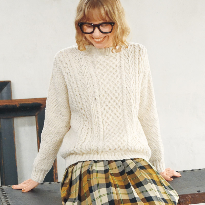 〈レシピ〉エポーレットスリーブアランセーター　［L］