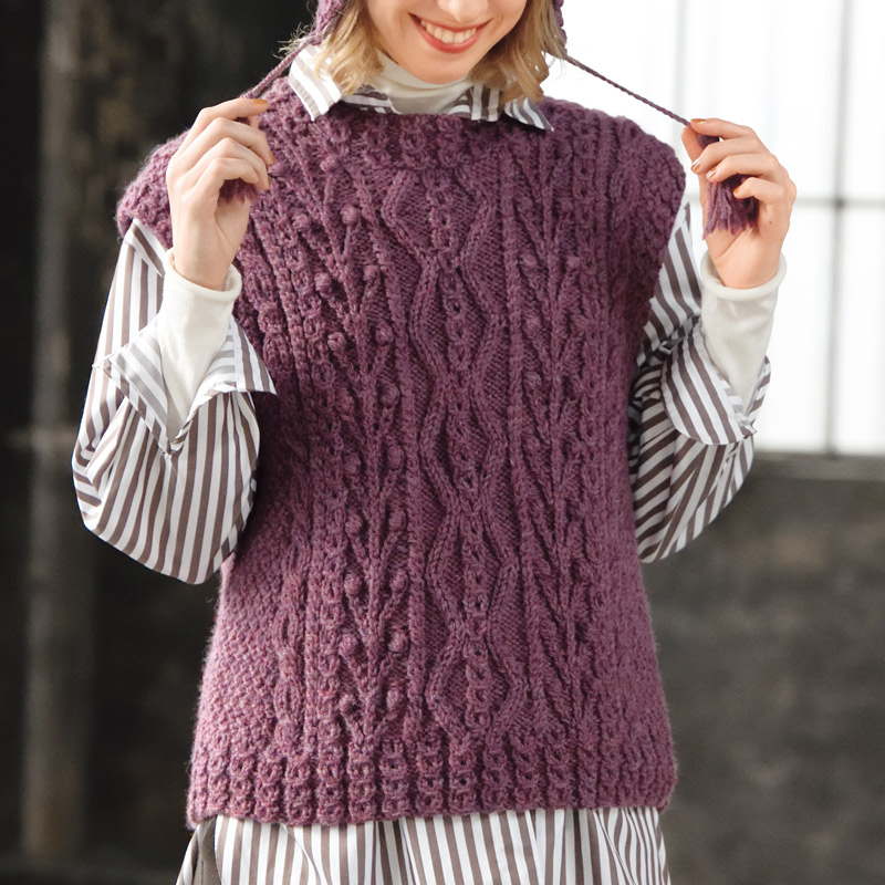 〈レシピ〉紫のアランベスト［L］