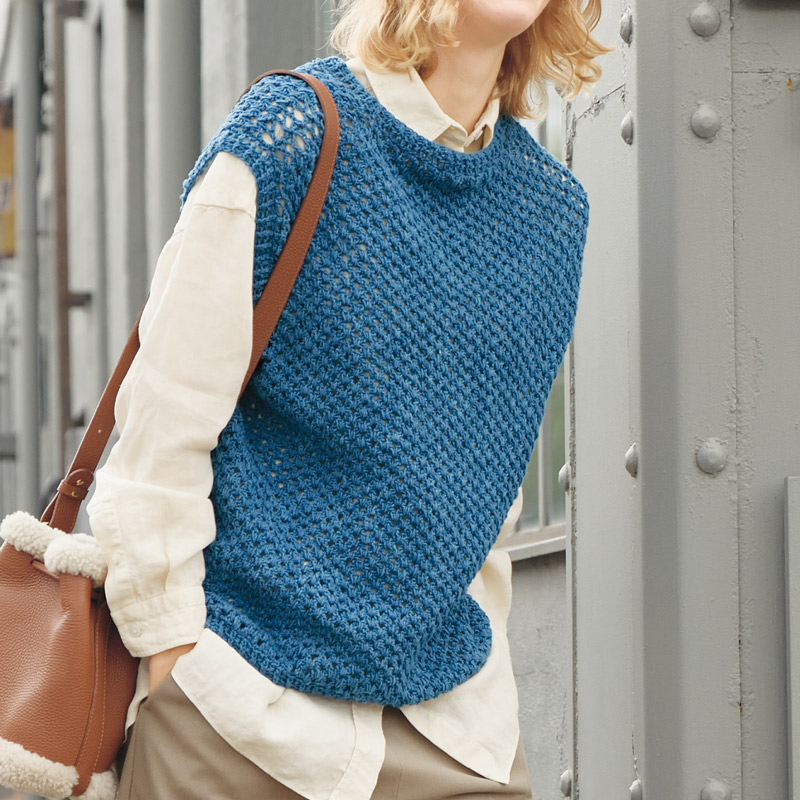〈レシピ〉藍染糸のメッシュベスト