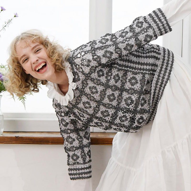 〈レシピ〉ラメ糸のかぎ針プルオーバー［L］