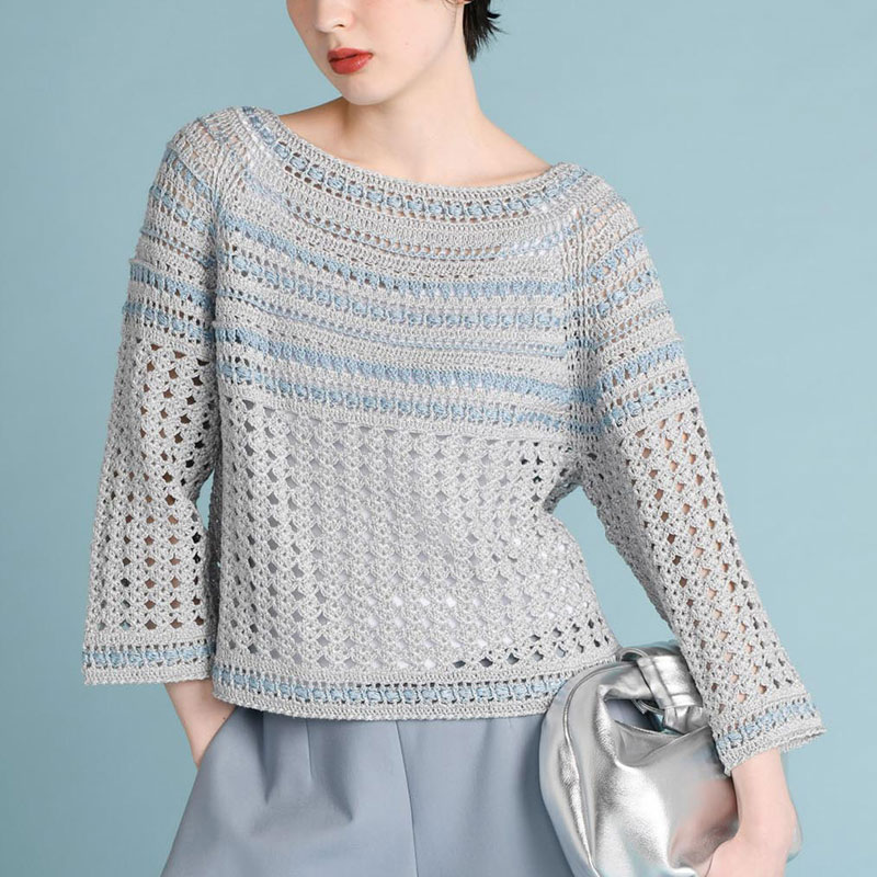 〈レシピ〉すかし編みの七分袖プル