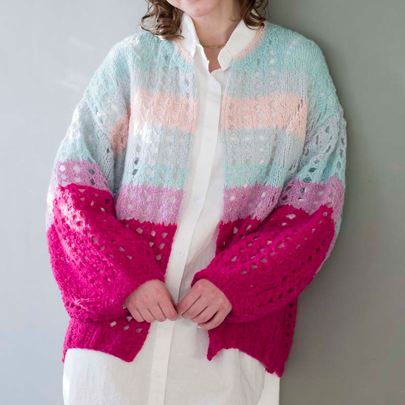 〈レシピ〉縞と透かし模様のカーディガン