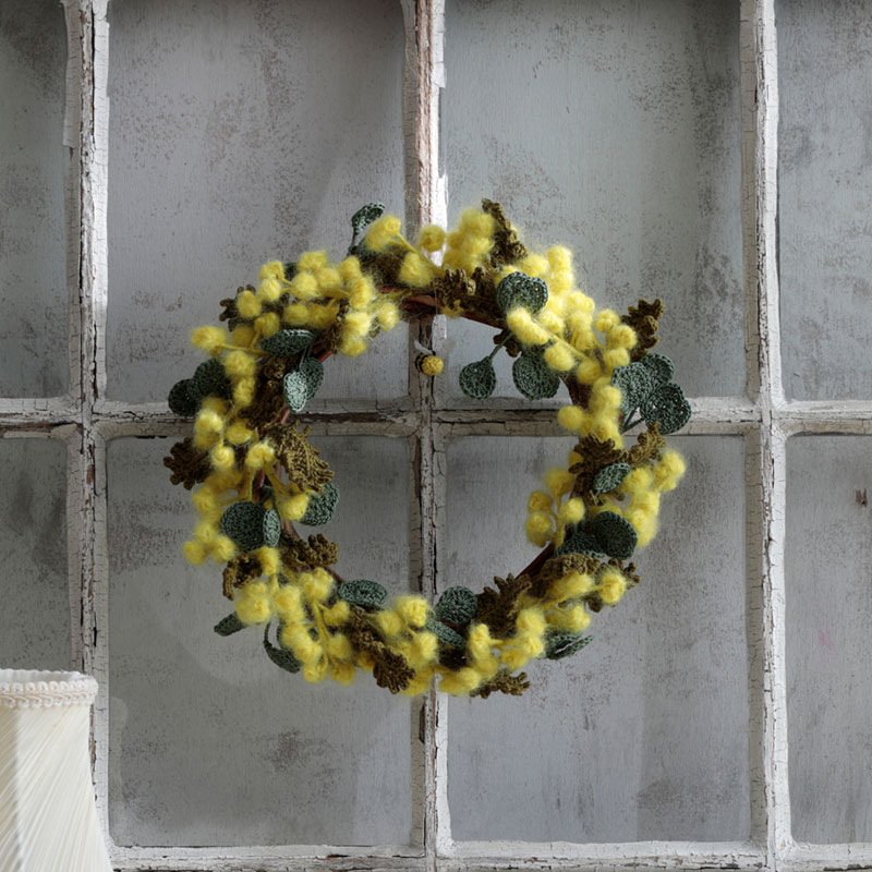 〈レシピ〉［イベントニット］ミモザのリースとミニバスケット