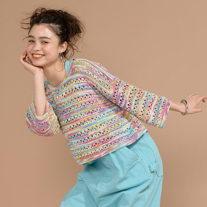 〈レシピ〉段染めボーダープルオーバー