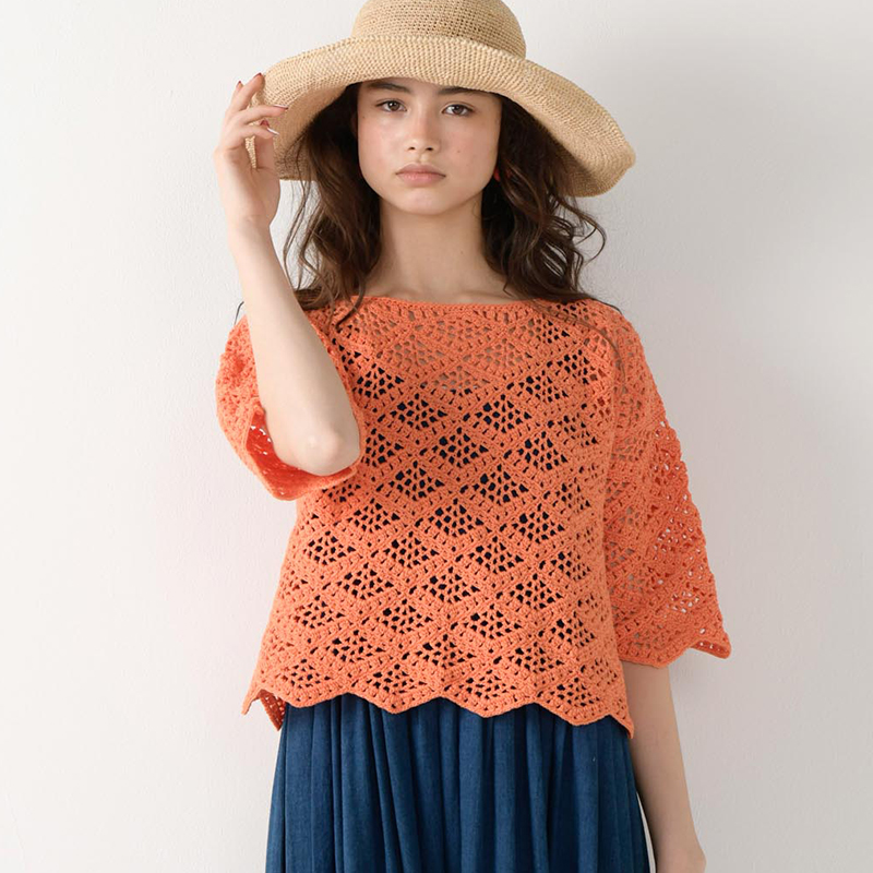 〈レシピ〉ダイヤ模様のかぎ針プルオーバー