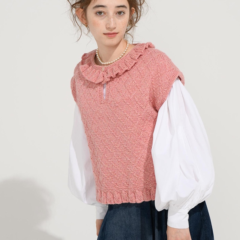 〈レシピ〉フリル衿のフレンチプルオーバー