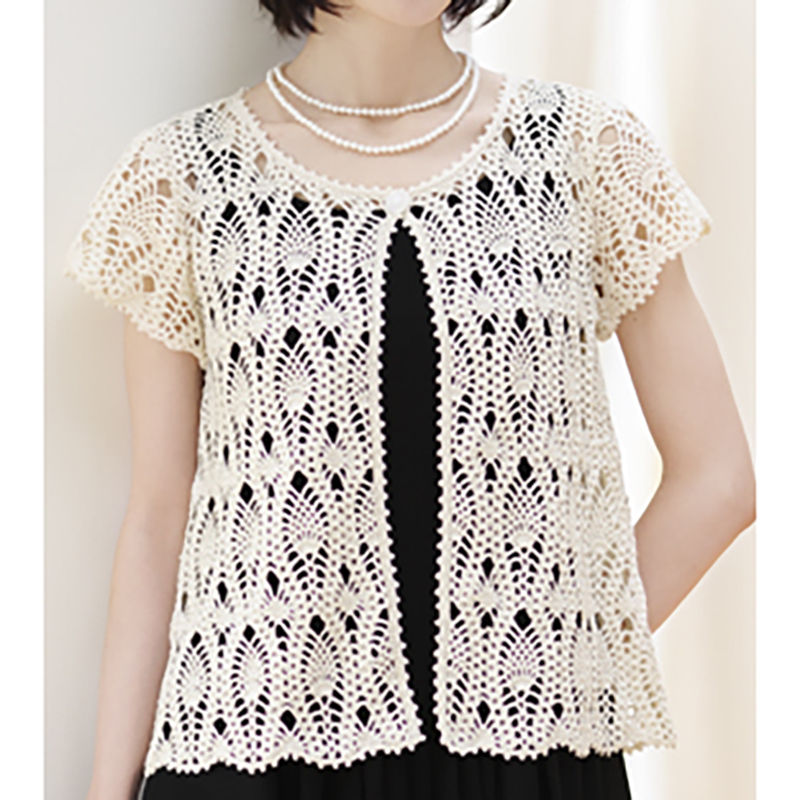 〈レシピ〉縦長パイナップル模様のボレロ