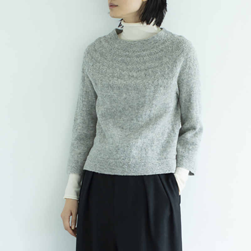 〈レシピ〉ジグザグ模様の丸ヨークセーター［M・L・LL］