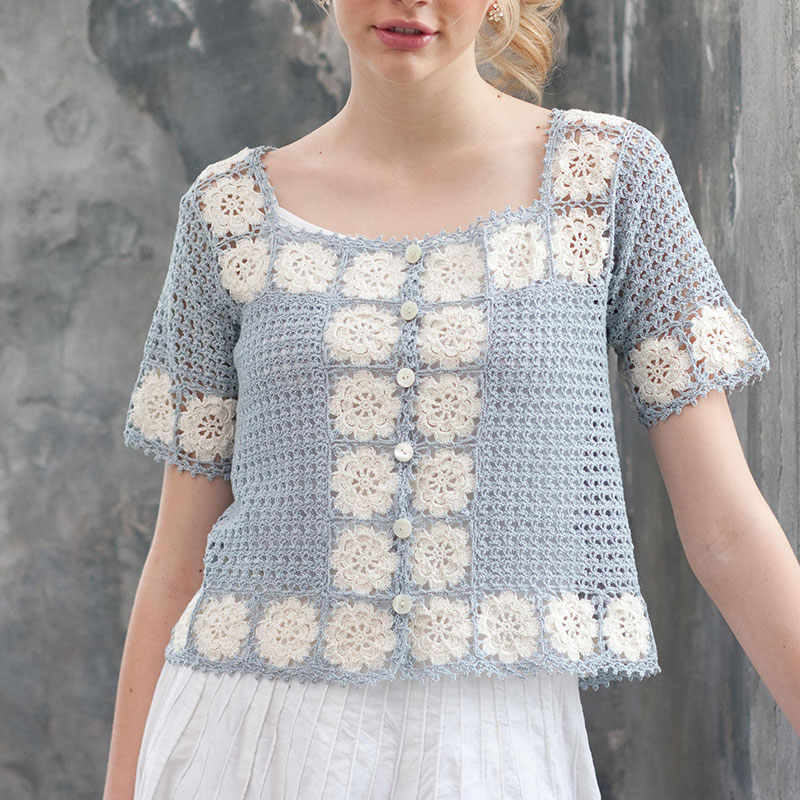 〈レシピ〉花モチーフのカーディガン