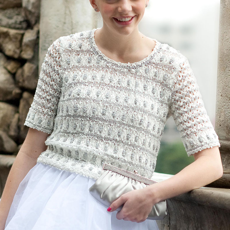 〈レシピ〉銀ラメ入り半袖プルオーバー