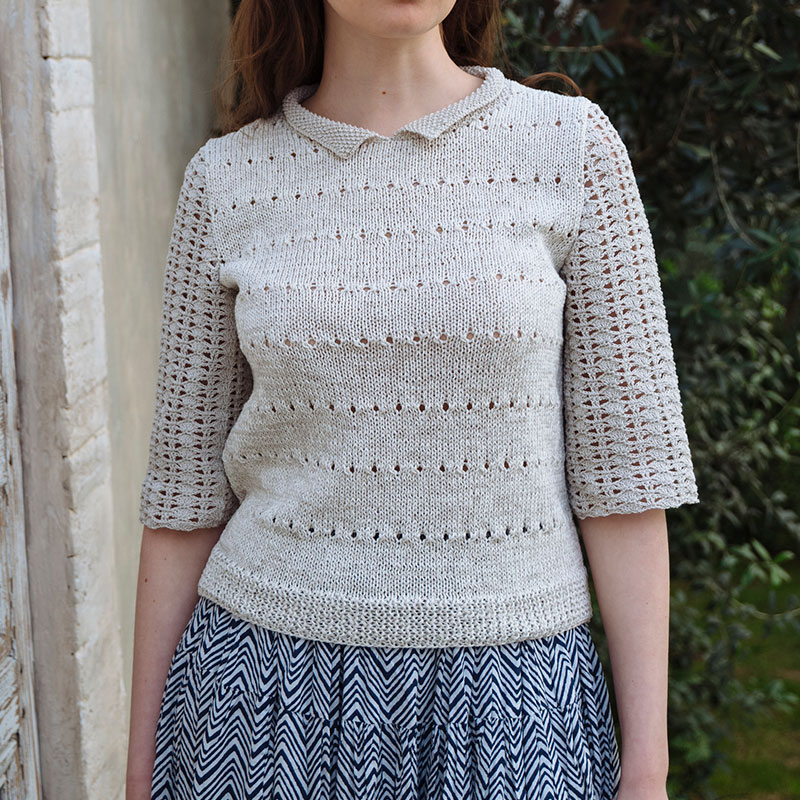 〈レシピ〉小さな衿のニットブラウス