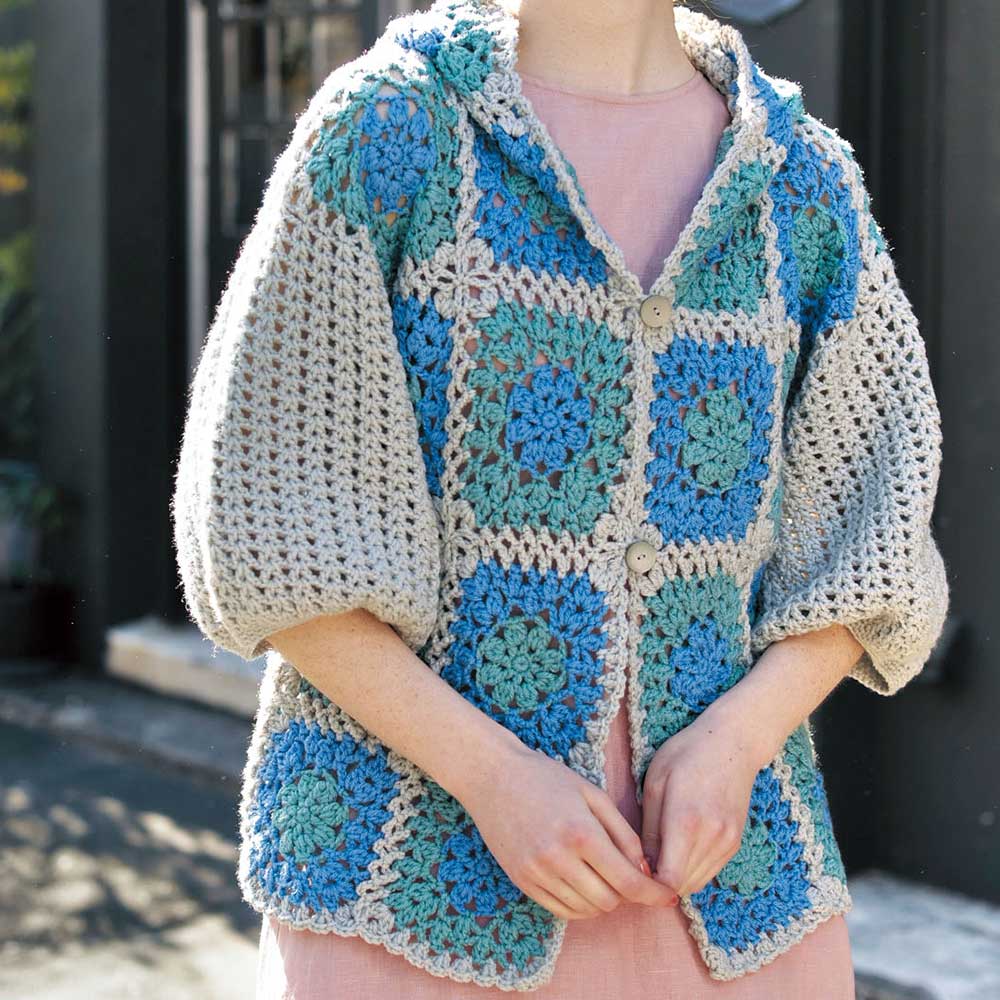 フード付きモチーフカーディガン