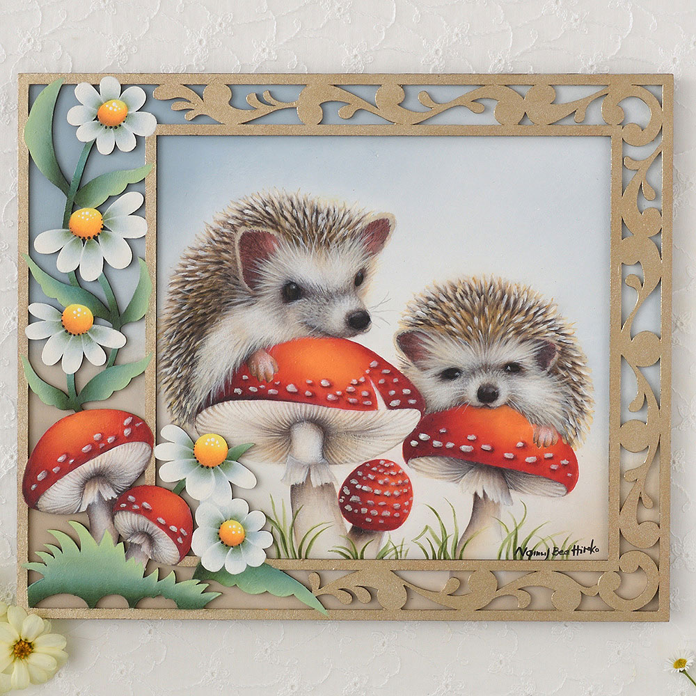 〈動画レッスン〉のむらひろこの「キノコの森のハリネズミ」を描く