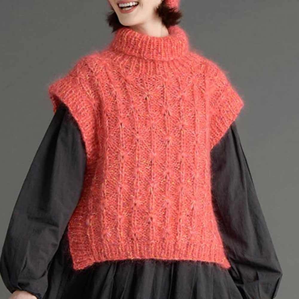 〈糸セット〉オレンジ系のハイネックベスト