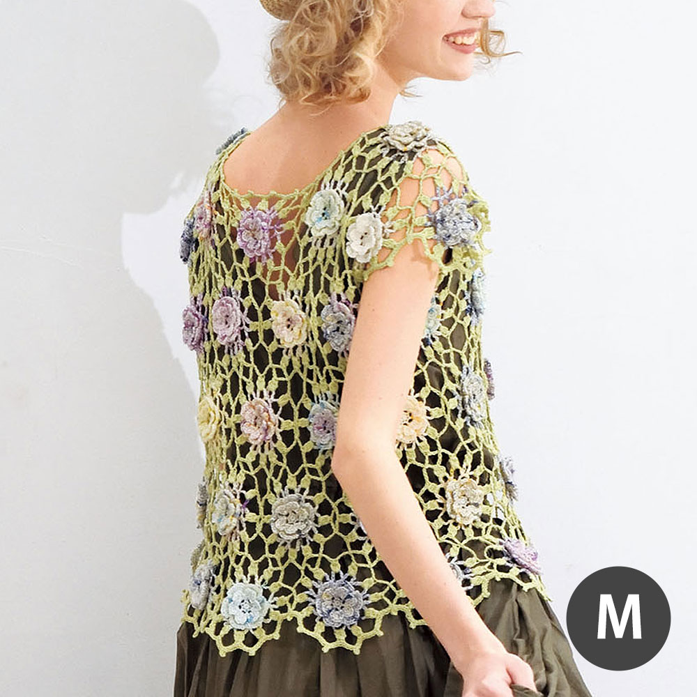 〈糸セット〉立体花モチーフのプルオーバー M