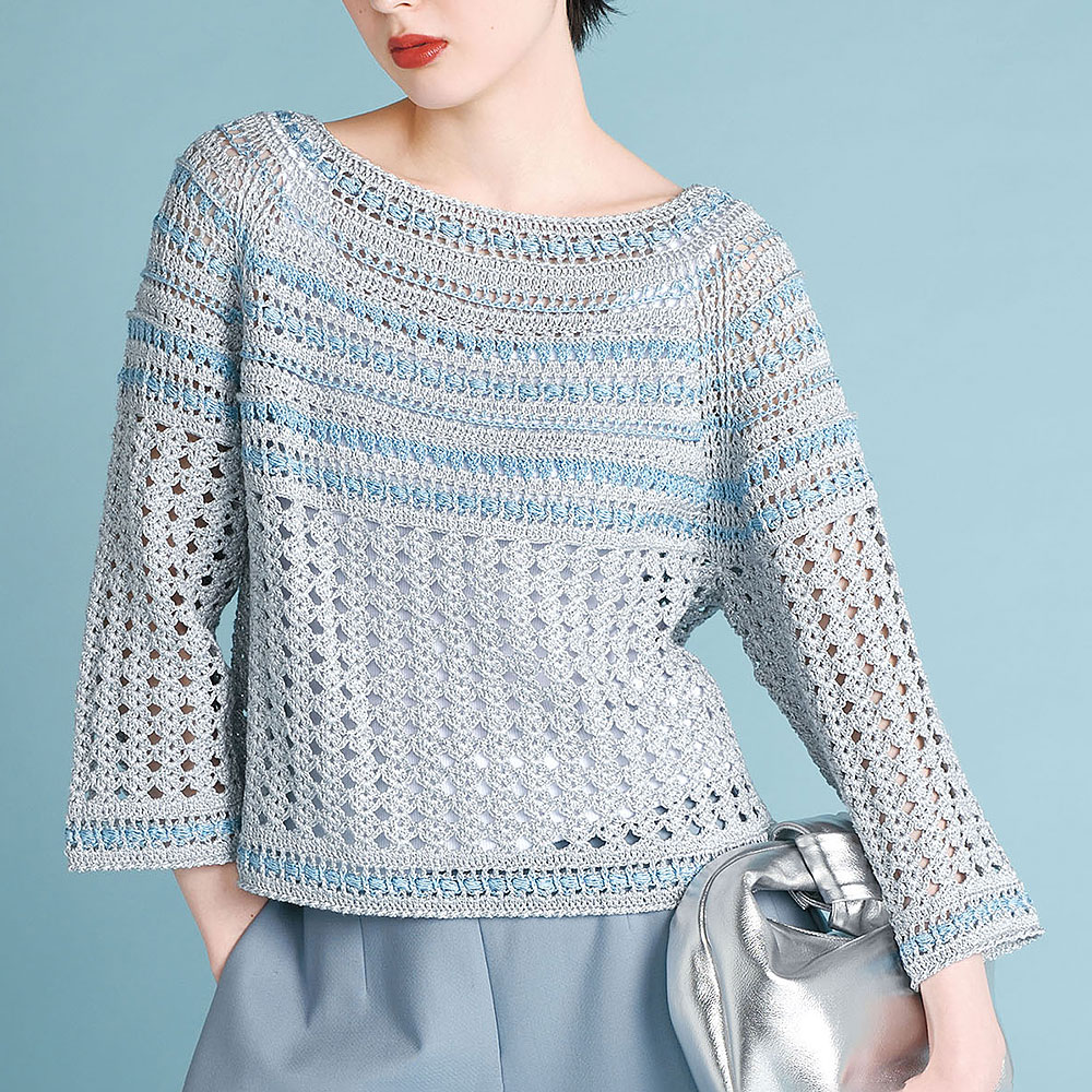 〈糸セット〉すかし編みの七部袖プル