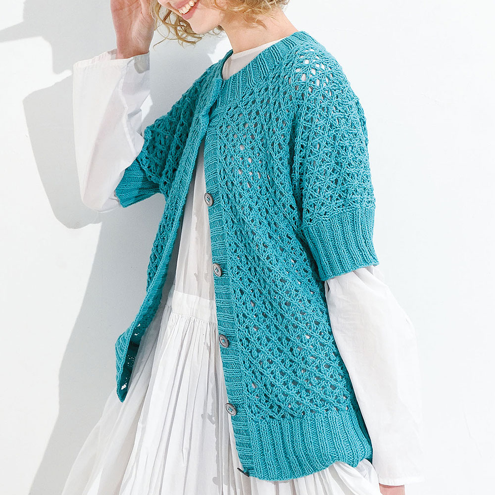 〈糸セット〉青緑色の半袖ジャケット