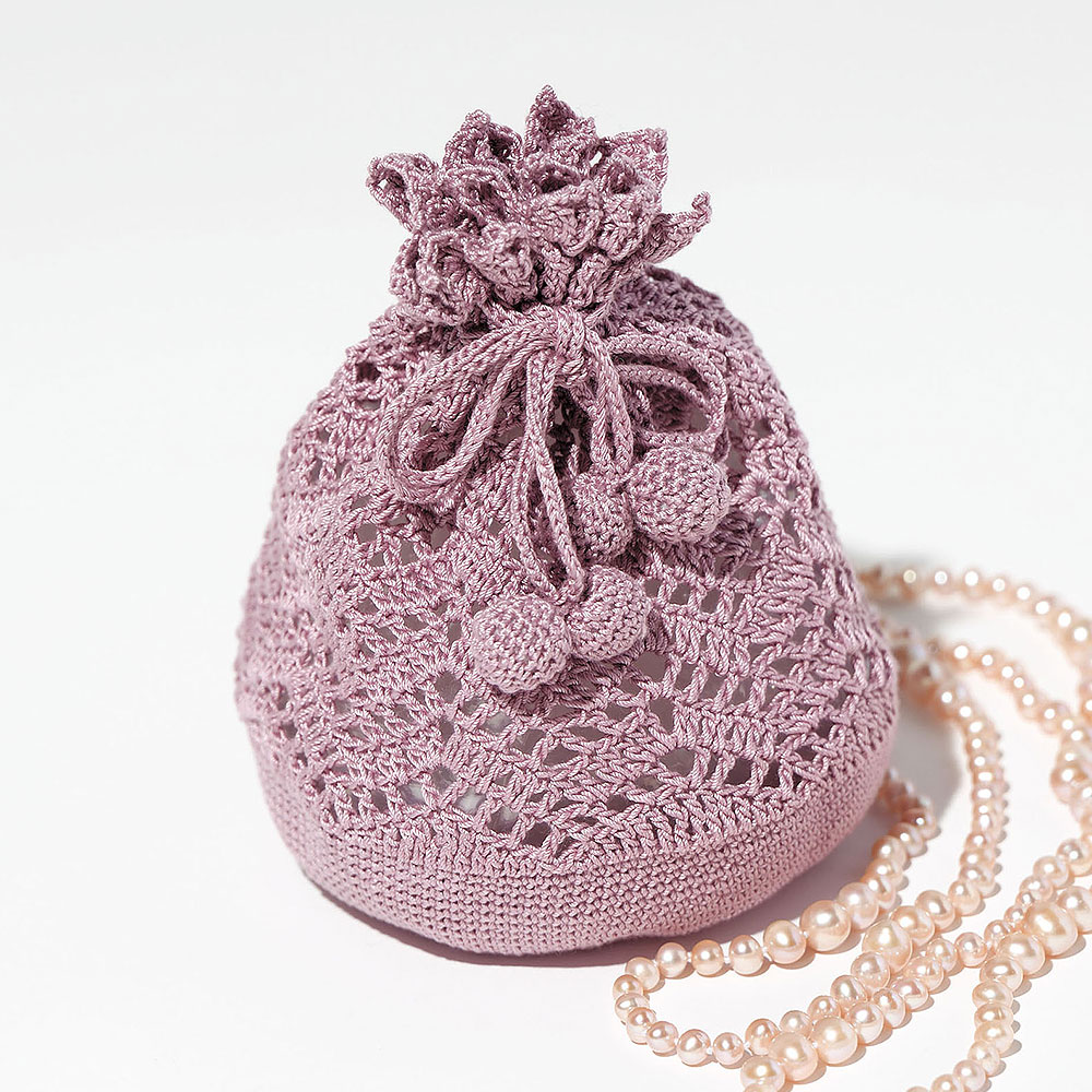 〈糸セット〉ふっくらラウンド巾着［アンティークローズ］