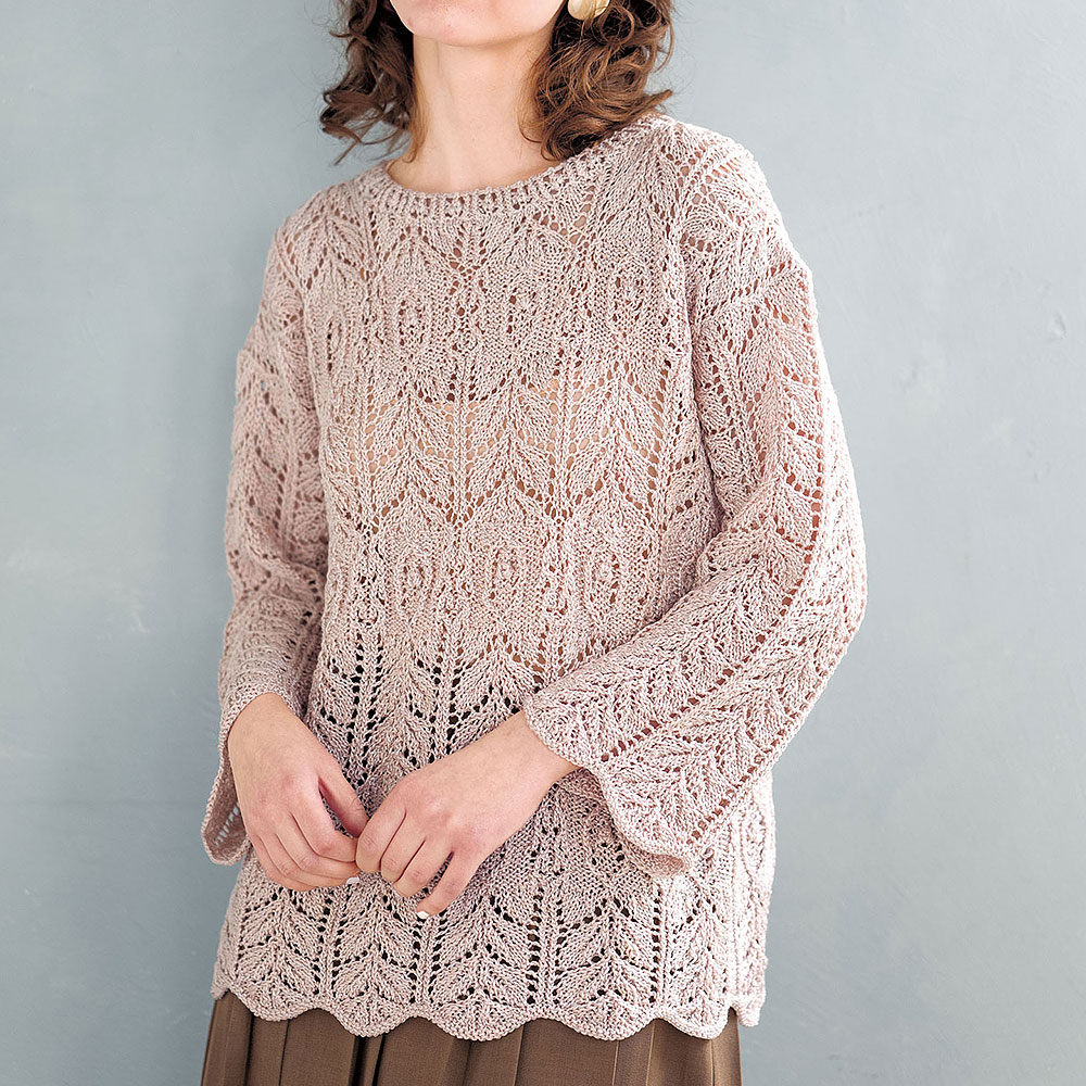 〈糸セット〉木の葉模様のプルオーバー