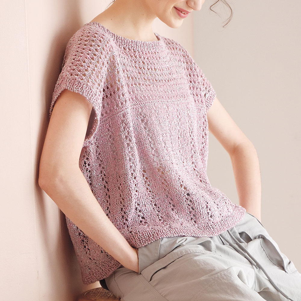 〈糸セット〉ピンクの切り替えプルオーバー