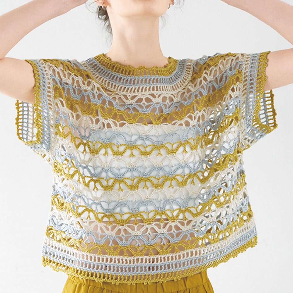 〈糸セット〉ラメ縞のプルオーバー