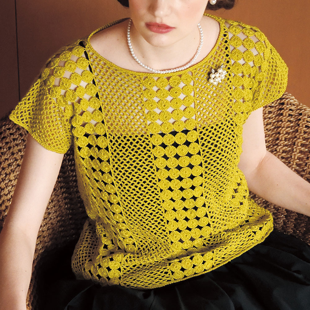 〈糸セット〉連続モチーフとネット模様のプルオーバー