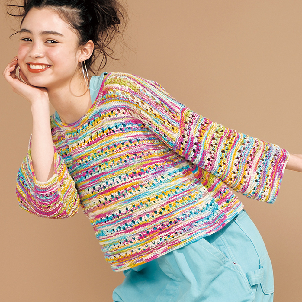 〈糸セット〉段染めボーダープルオーバー【5月中旬お届け】