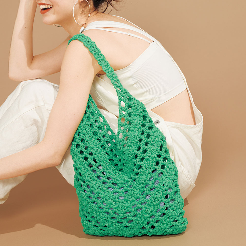 〈糸セット〉太糸のネット編みバッグ