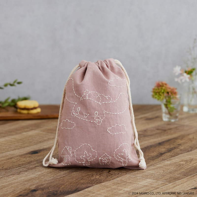 サンリオキャラクターズの刺し子小もの 巾着シナモン