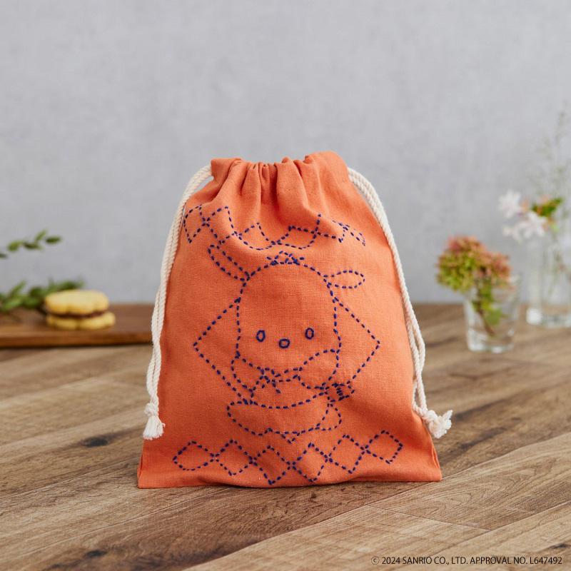 サンリオキャラクターズの刺し子小もの 巾着 ポチャッコ