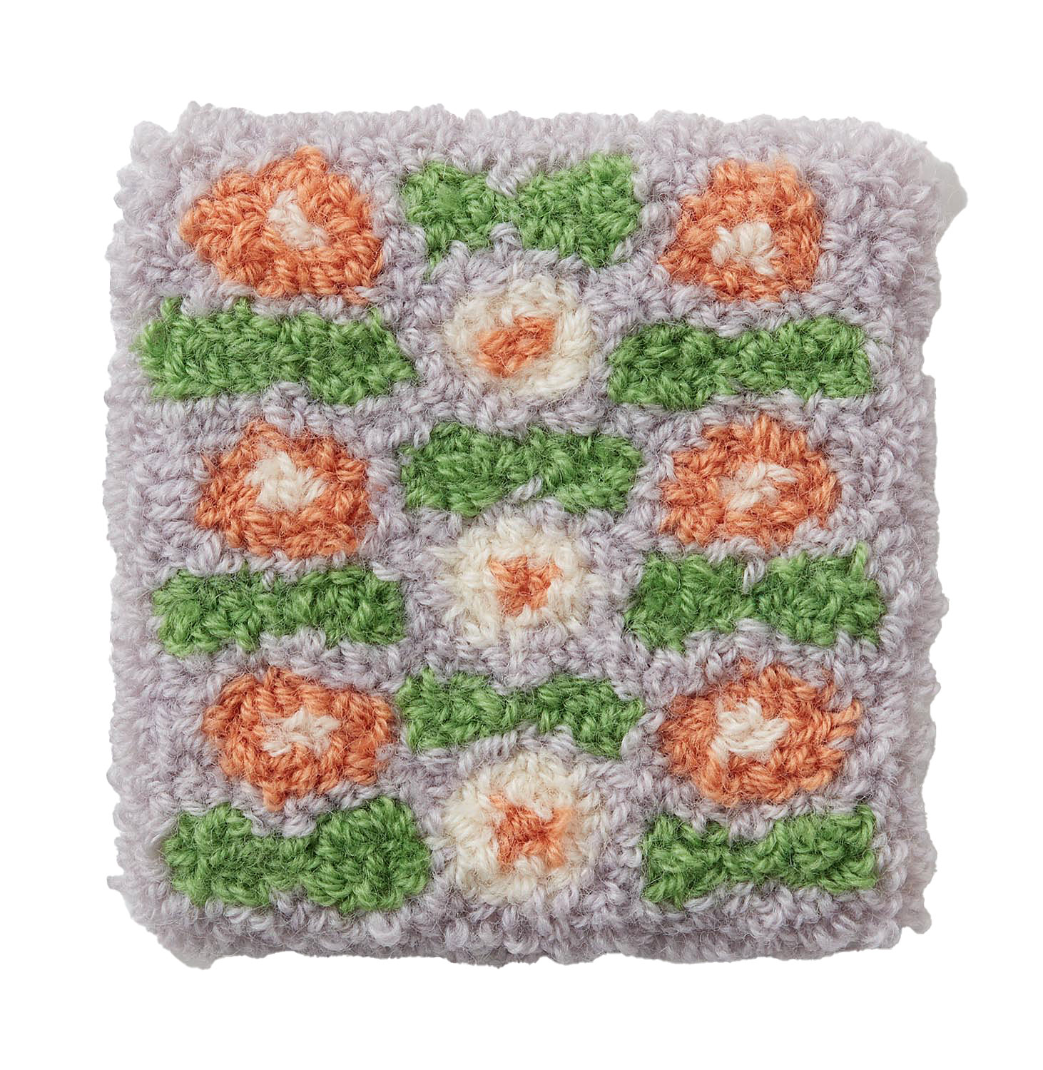 パンチニードルで作るミニラグ手作りキット　お花畑